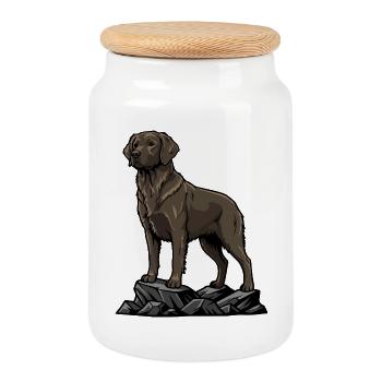 Schokoladen-Labradorhund auf einem felsenbraunen Porträt - Keksdose mit Holzdeckel - Weiß - Vorne