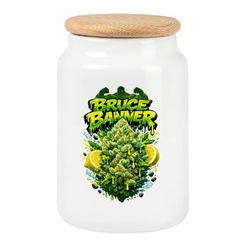 Gravure graffiti BB Strain - Boîte à biscuits avec couvercle en bois - blanc - Devant
