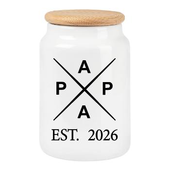 papa_est_2026- - Cookie Jar with Wooden Lid - white - Front