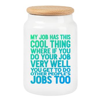 Best colleague – Fun design for the office - Cookie Jar with Wooden Lid - white - Front