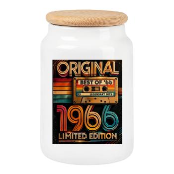 Édition Originale Limitée de 1966 - Boîte à biscuits avec couvercle en bois - blanc - Devant