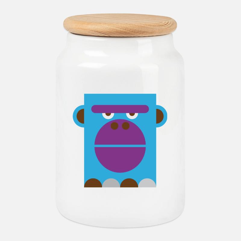Gorilla - Cookie Jar with Wooden Lid - white