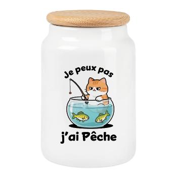 Chat pêcheur dans l'aquarium - Boîte à biscuits avec couvercle en bois - blanc - Devant