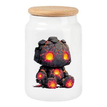 Lava Golem Stone Hero Child - Cookie Jar with Wooden Lid - white - Front