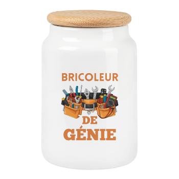Bricoleur de Génie - Boîte à biscuits avec couvercle en bois - blanc - Devant