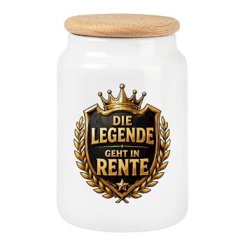 Die Legende geht in Rente - Keksdose mit Holzdeckel - Weiß - Vorne