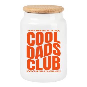 Fête des pères cadeau papa - Club des papas cool - Boîte à biscuits avec couvercle en bois - blanc - Devant