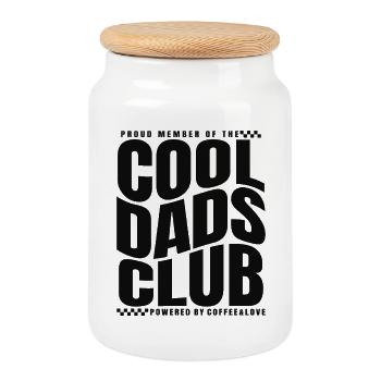 Fête des pères cadeau papa - Club des papas cool - Boîte à biscuits avec couvercle en bois - blanc - Devant
