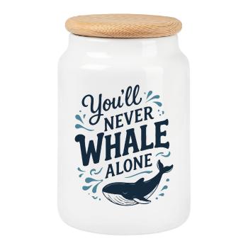 Tu ne vas jamais faire de baleines tout seul - Wal Hope Timmy - Boîte à biscuits avec couvercle en bois - blanc - Devant