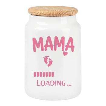 Mom 2026 Pregnant - Cookie Jar with Wooden Lid - white - Front