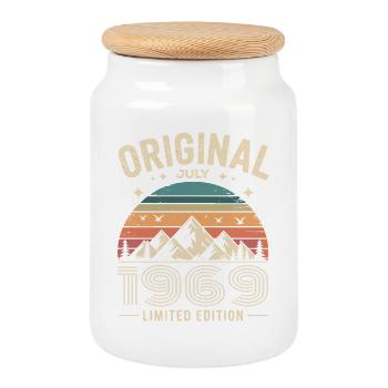 July 1969 – Legend of the Peaks and Mountains - Cookie Jar with Wooden Lid - white - Front