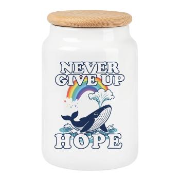 Never give up Hope  - Keksdose mit Holzdeckel - Weiß - Vorne