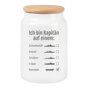 Je suis capitaine sur un... - Boîte à biscuits avec couvercle en bois - blanc - Devant