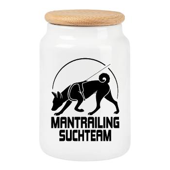 Basenji Mantrailing Suchteam Hunde Wilsigns - Keksdose mit Holzdeckel - Weiß - Vorne