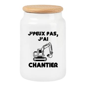 Chantier construction bâtiment  - Boîte à biscuits avec couvercle en bois - blanc - Devant
