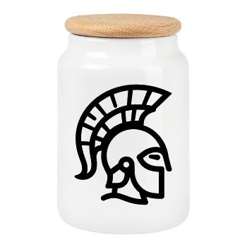 Spartan - Cookie Jar with Wooden Lid - white - Front