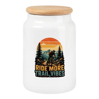 Mehr Trail-Vibes fahren - Keksdose mit Holzdeckel - Weiß - Vorne