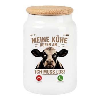Meine Kühe rufen an Landwirt Geschenkidee Landwirt - Keksdose mit Holzdeckel - Weiß - Vorne