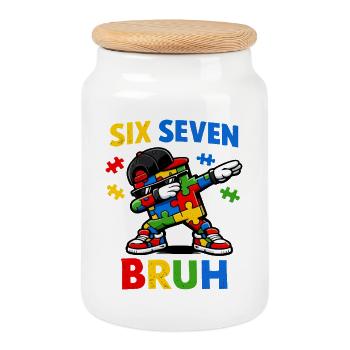Bruh Saying Funny Retro Vintage Youth Language Of The - Cookie Jar with Wooden Lid - white - Front