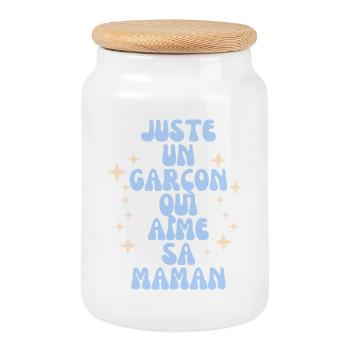 Juste Un Garçon Qui Aime Sa Maman - Boîte à biscuits avec couvercle en bois - blanc - Devant