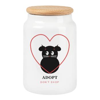 AdoptDontShop Katzenherz-Emblem - Keksdose mit Holzdeckel - Weiß - Vorne