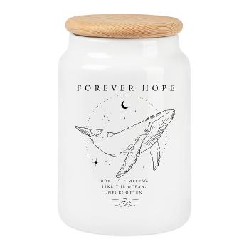 Espoir éternel - Design noir de baleine inoublié - Boîte à biscuits avec couvercle en bois - blanc - Devant