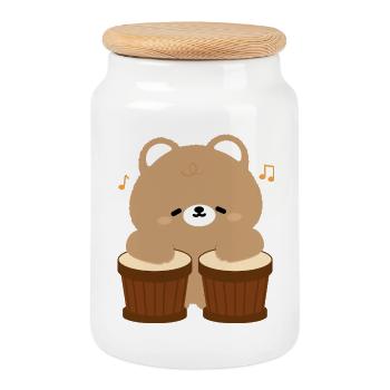 Battements d’ours à la batterie - Boîte à biscuits avec couvercle en bois - blanc - Devant