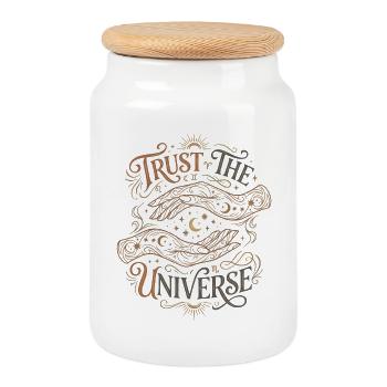 Confiance dans l’univers - Boîte à biscuits avec couvercle en bois - blanc - Devant