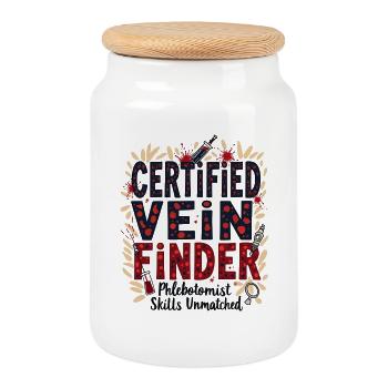Infirmière certifiée en détection de veines Medizi - Boîte à biscuits avec couvercle en bois - blanc - Devant