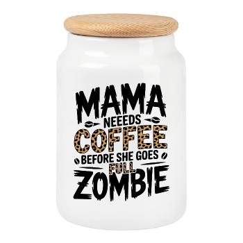 Maman a besoin de café - Boîte à biscuits avec couvercle en bois - blanc - Devant