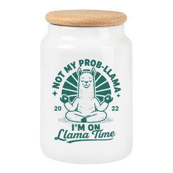 Not My Prob-Llama Lama Time - Keksdose mit Holzdeckel - Weiß - Vorne
