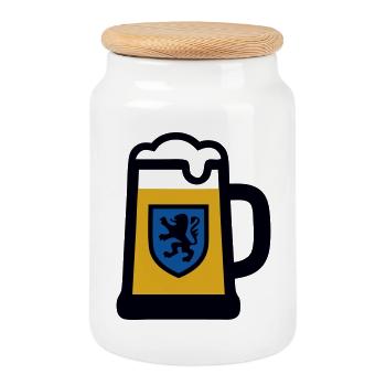 Maßkrug Bier Bayern Löwen Wappen Volksfest - Keksdose mit Holzdeckel - Weiß - Vorne