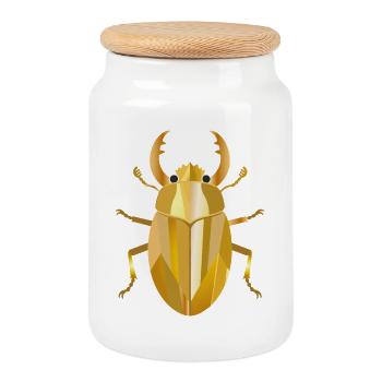 Style du symbole du scarabab d’or - Boîte à biscuits avec couvercle en bois - blanc - Devant