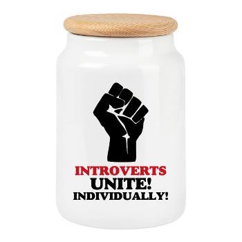 Les introvertis s’unissent - Boîte à biscuits avec couvercle en bois - blanc - Devant