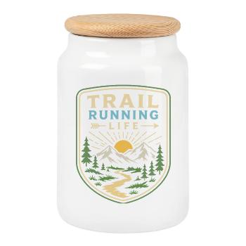 Trailrunning-Leben - Keksdose mit Holzdeckel - Weiß - Vorne