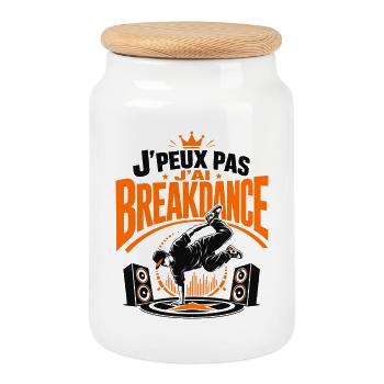 J’Peux Pas J’Ai Breakdance - Boîte à biscuits avec couvercle en bois - blanc - Devant