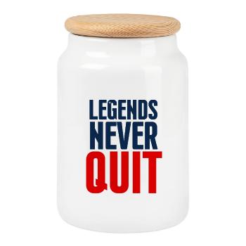 Legends Never Quit Bold - Boîte à biscuits avec couvercle en bois - blanc - Devant