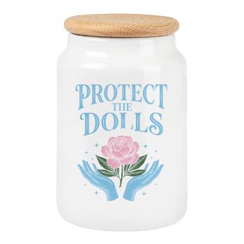 Mois de la fierté LGBTQ - Protéger les poupées - Boîte à biscuits avec couvercle en bois - blanc - Devant