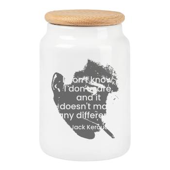 Citation de Jack Kerouac - Boîte à biscuits avec couvercle en bois - blanc - Devant