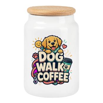 PROMENADE DE CHIEN CAFÉ Hund - Boîte à biscuits avec couvercle en bois - blanc - Devant