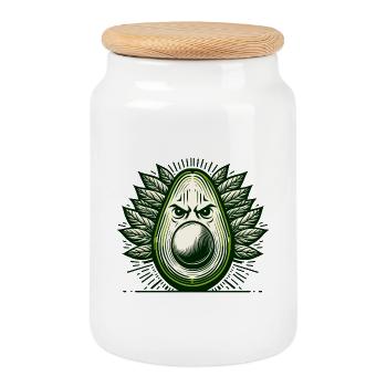 Visage de guerrier avocat - Boîte à biscuits avec couvercle en bois - blanc - Devant