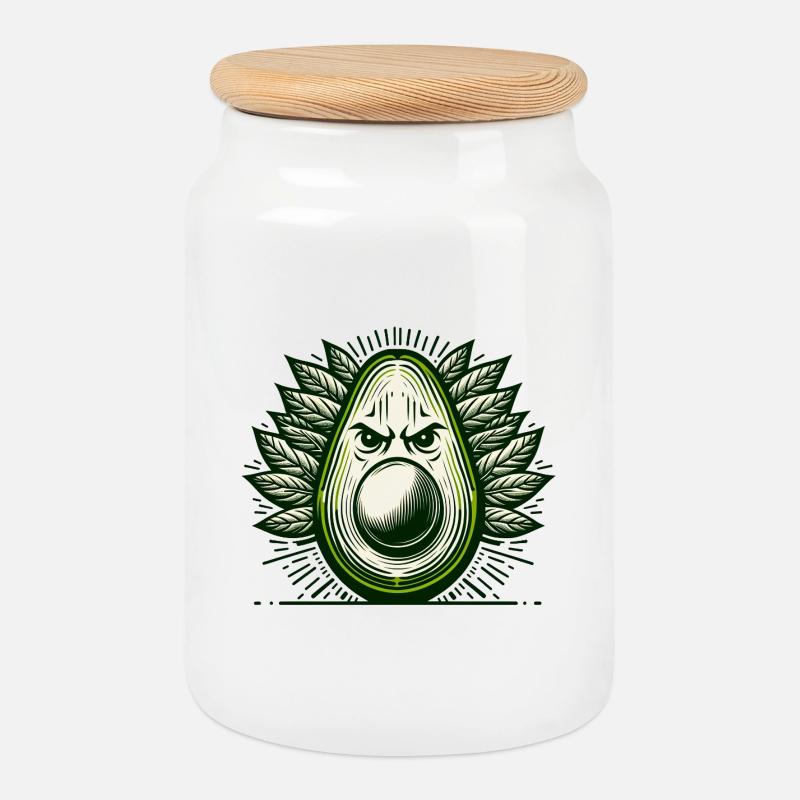 Visage de guerrier avocat - Boîte à biscuits avec couvercle en bois - blanc