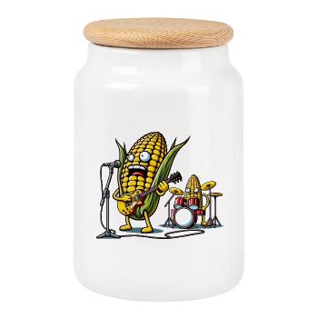 Des rockers de maïs sur scène - Boîte à biscuits avec couvercle en bois - blanc - Devant