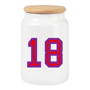 ANNIVERSARY. HAPPY BIRTHDAY. HAPPY BIRTHDAY. - Cookie Jar with Wooden Lid - white - Front