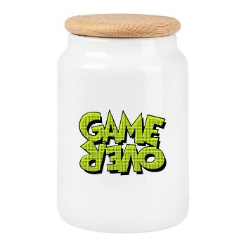Game Over Retro Pixel Design - Boîte à biscuits avec couvercle en bois - blanc - Devant