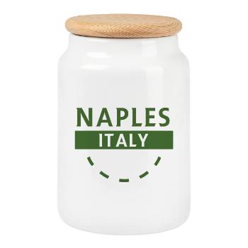 Naples Italy Green Emblem - Cookie Jar with Wooden Lid - white - Front