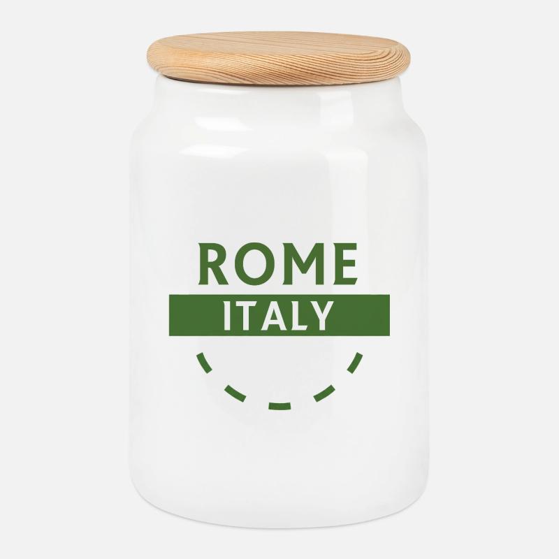 Grünes Emblem von Rome Italia - Keksdose mit Holzdeckel - Weiß