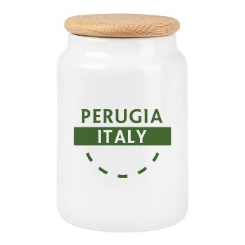 Pérouse, Italie, Emblème vert - Boîte à biscuits avec couvercle en bois - blanc - Devant
