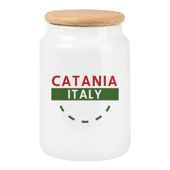 Catane, Italie, Emblème - Boîte à biscuits avec couvercle en bois - blanc - Devant