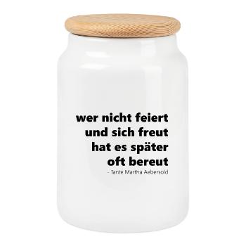 Celebration rate Typo who doesn't celebrate and is happy - Cookie Jar with Wooden Lid - white - Front